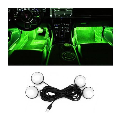 BESULEN Car Interior LED Lights, Automotive Ambient Neon Light Kit with USB Port, Car Accessories, Gifts for Men and Women, 4 in 1 Decoration Lights for Car, Garden, Home, Party(Green)