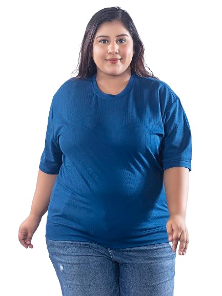 Image of CUPID Women Plus Size Cotton Round Neck Half Sleeve Casual T-Shirt, Sleep, Night, Yoga, Daily Gym n Lounge Wear a Short Tee n Top for Ladies