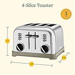 Cuisinart 4 Slice Toaster Oven, Brushed Stainless, CPT-180P1 - Image 3