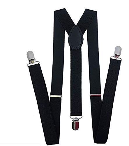 Men's Solid Design Y Back Style Clip on 3cm Strap Width Elastic -Free Size