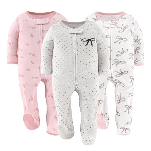 Image of The Peanutshell Baby Girl Sleepers, Sleep and Play Footed Baby Pajamas for Girls, Baby Pjs, Newborn, 0-3, 3-6, 6-9 Months
