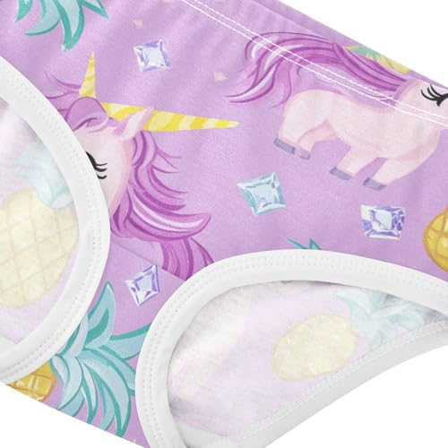 Wusikd Cute Unicorns Girls' Underwear Cotton Pineapples Diamonds Girls Briefs Soft Toddler Underwear 2T4