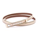 MoYoTo Womens Adjustable Stylish Gold Metal Buckle Leather Waist Belts For Dresses (Gold)