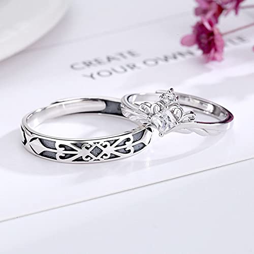 Couples Matching Promise Rings for Women, Men, Her, Him, Best Friend - Set of 2 Adjustable Engagement Wedding Rings, Gift Wrap2