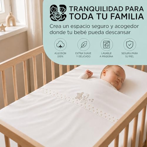 Drap plat bébé 100% coton beige et taie d'oreiller 60x120 - 6