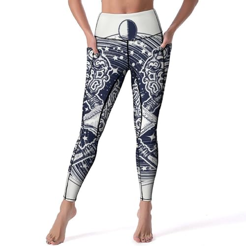 Legging femmes œil de lune étoilé taille haute taille S pour yoga et fitness