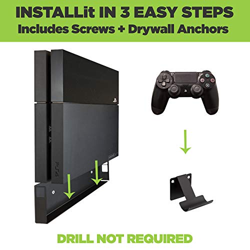 HIDEit Mounts 4 Pro Bundle, Wall Mounts for PS4 Original and Controller, Steel Wall Mounts for Original PlayStation 4 and One Rubber Dipped Controller Mount - Thumbnail 6