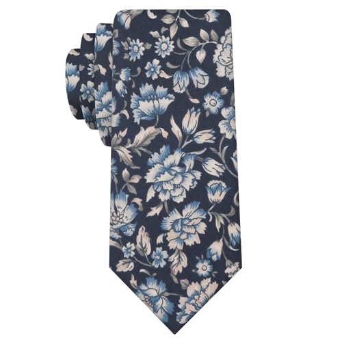 Image of Mantieqingway Floral Ties for Men Skinny Cotton Tie Flower Necktie