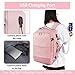 Taygeer Travel Backpack for Women, Carry On Backpack with USB Charging Port & Shoe Pouch, TSA 15.6inch Laptop Backpack Flight Approved, Nurse Bag Casual Daypack for Weekender Business Hiking, Pink