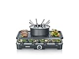 SEVERIN Raclette-Fondue-Kombination für 8 Personen, 2-in-1 Raclette Grill mit Grillplatte...