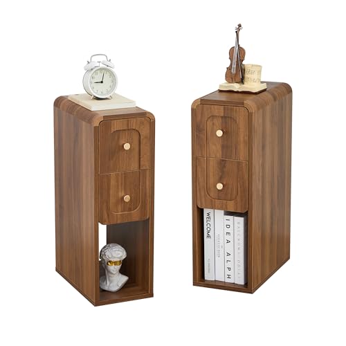 MAHYIZYI Small Nightstand Set of 2, Wooden Narrow Nightstands with