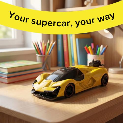 Image of Lilplay Rechargeable Lamborghini Racing Car with Remote Control, Sports Racing Car with Openable Doors, LED Light, and Smoke Effect, High Performance Rc Car for Kids, Boys and Girls