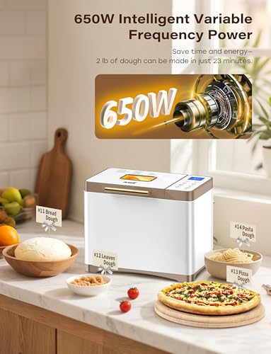Image of KBS 20-IN-1 Bread Maker with Custom Program, 650W Bread Machine with Nonstick Ceramic Pan & Stainless Steel Paddle, 2LB Bread Maker Machine, Polish Bread, Gluten-Free, Touch Panel, 15H Timer, 3 Colors