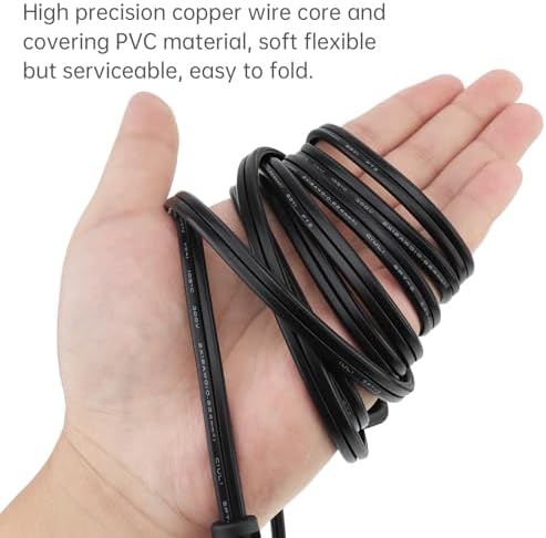 RTNLIT 8FT Black Lamp Cord with Switch, 2 Prong Flat Plug, SPT-2 18AWG - 5