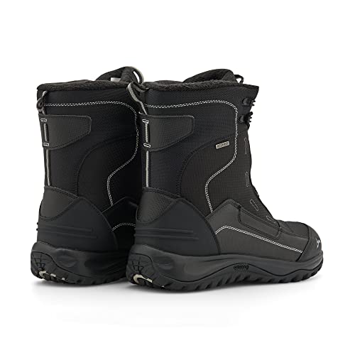 Rewvxmy Men's Snow Boots Winter Waterproof Outdoor Warm Mid Calf Boot Non-Slip Rubber Outsole Outdoor Climbing Shoes (Black White 9.5) #TOP2
