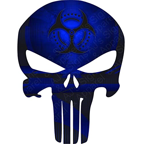 Punisher Blue Biohazard Vinyl Sticker Decal Different Size And Colors To Choose From For Cars Trucks Vans Walls Laptop…Etc. #TOP5