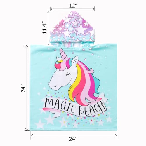 Image of NovForth Kids Beach Towel for Boys Girls, Hooded Bath Towel Wrap, Toddler Pool Towel with Hood