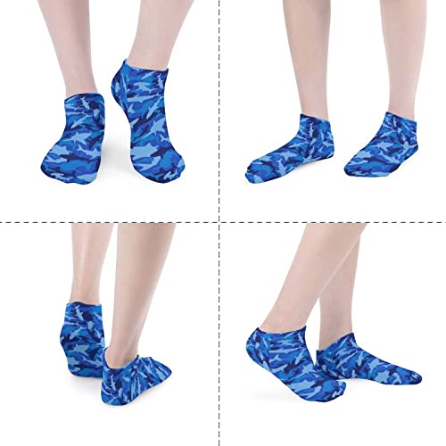 Blue Camo Shark Low Cut Ankle Socks No Show Short Athletic for Men 5 Pairs3