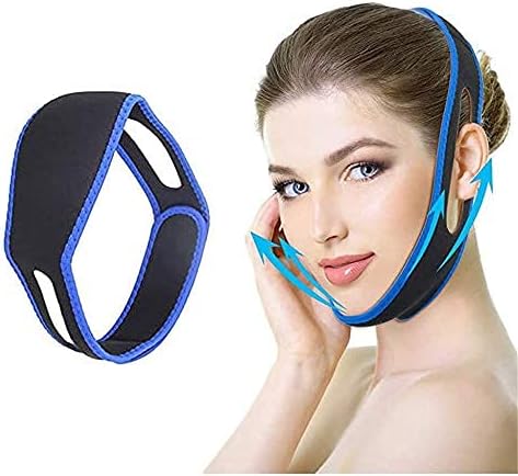 Facial Slimming Strap, Face Lifting Slimming Belt Facial Cheek V Line Lifting Up Bandage Patch Double Chin Reducer Sagging Skin Remover Painless Anti Wrinkle Breathable V Shaped Face Band (Blue)