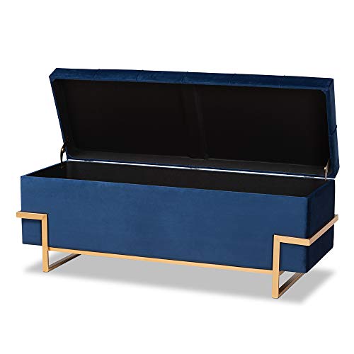 Baxton Studio Ottomans, Navy Blue/Gold #TOP25