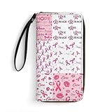 BSUYGET Breast Cancer Awareness Leather Wallet for Women Fashion Long Purse with Zipper Credit Card Holder