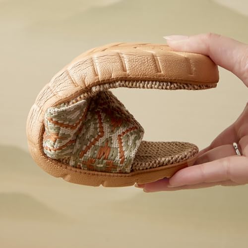 Premium Comfort All Seasons Lightweight Linen Women's House Slippers Bohemian Style Indoor Soft Home Slip On Shoes4
