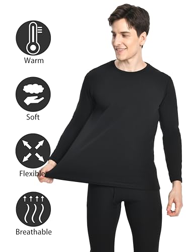Nutria Mens Heavyweight Thermal Underwear Set Thick Fleece Lined Long Johns Extreme Cold Winter Base Layer Top and Bottom U083