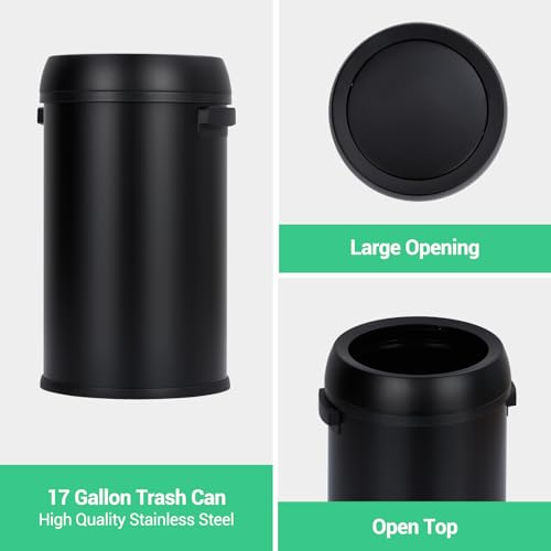 Caneca de basura redonda abierta 65 litros acero inoxidable miniatura 2