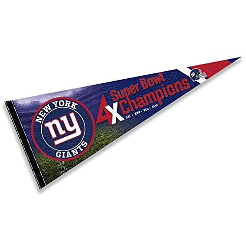Drapeau New York Giants 4 titres NFL pour Mur de Chambre de Supporter et Salon