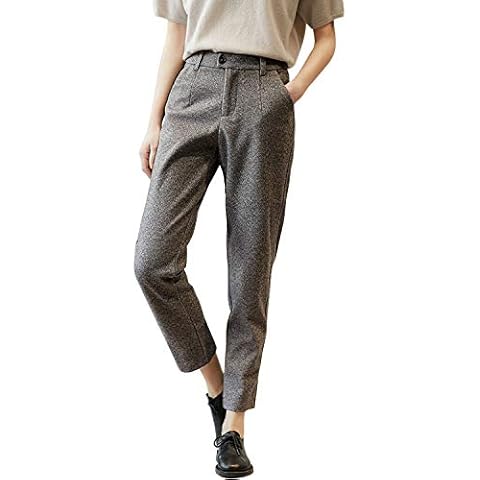 Runstarshow Women's Wool High Waist Cropped Trousers Cover