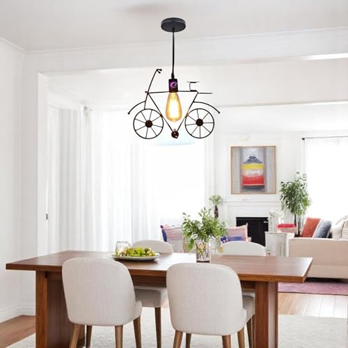 Image of GreyWings Vintage Cycle Shaped Hanging Light for Home Decor, Black Pendant Lamp, Decorative Industrial Style Lamp for (Bulb Not Included) Small Pack of 1