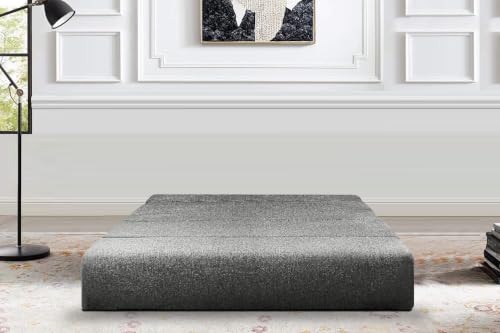 Image of Los Angeles Foldable One Seater Sofa Cum Bed, Sofa Bed 3 X 6 Feet Jute Fabric Washable Cover- Including Cushion Perfect for Living Room - Grey