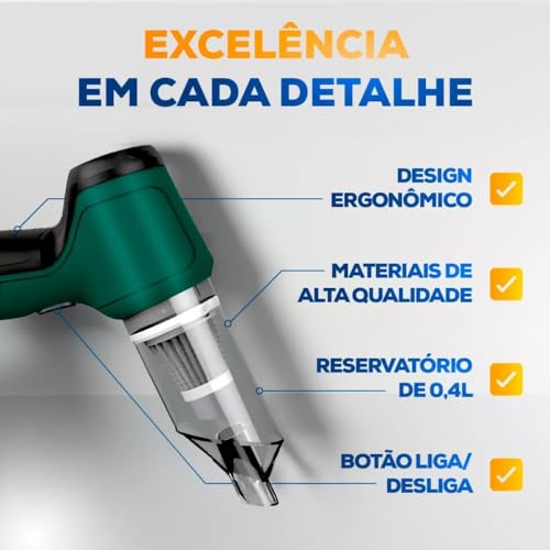 Aspirador Soprador de Pó Portátil 3 em 1, Mini Aspirador Automotivo e Doméstico– Limpeza de Poeira e