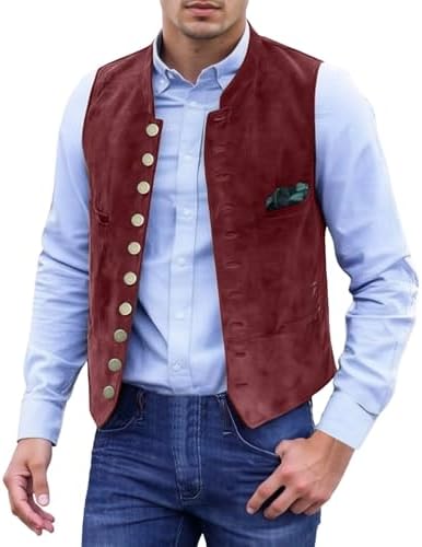 Gilet Traditionnel Bavarois Pour Homme - Style Vintage En Flanelle, Avec Poches Intérieures, Pour Oktoberfest, Mariage, Occasions Festives