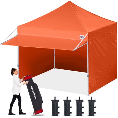 Image of ABCCANOPY 10x10 Commercial Pop up Canopy Tent with Awning Sidewall,Orange