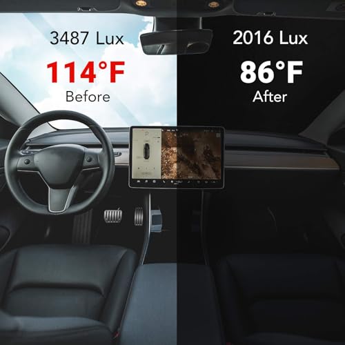 Parasol para parabrisas de Tesla Model Y y Model 3, protector solar plegable de coche 3