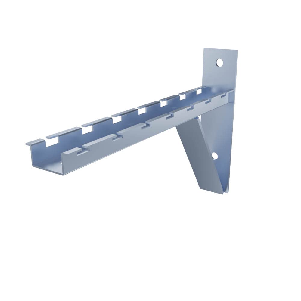 Electro Zinc Plated Wire Mesh Cable Tray Bracket, Silver Steel, Triangle, Wall Mount, 300mm, 2 Pack