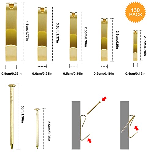130Pcs Ganci Appendi Quadri con Chiodi Gancio