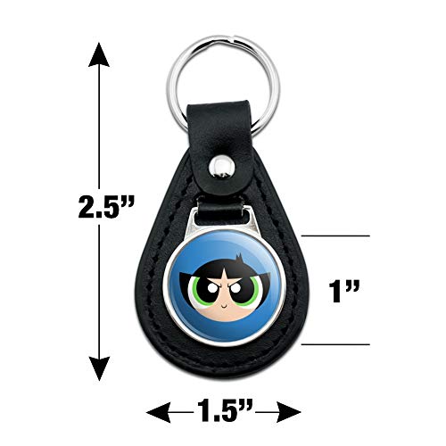 Black Leather Powerpuff Girls Buttercup Head Keychain #TOP3