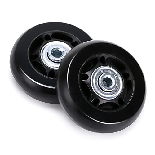 SUMNACON 2Pcs Koffer Räder aus Metall Gummi Schwarz Kofferrollen für Trolley Gepäckkoffer Räder Gummikoffer Räder Set Rolle für Gepäckkoffer Ersatzrollen (60x18mm)