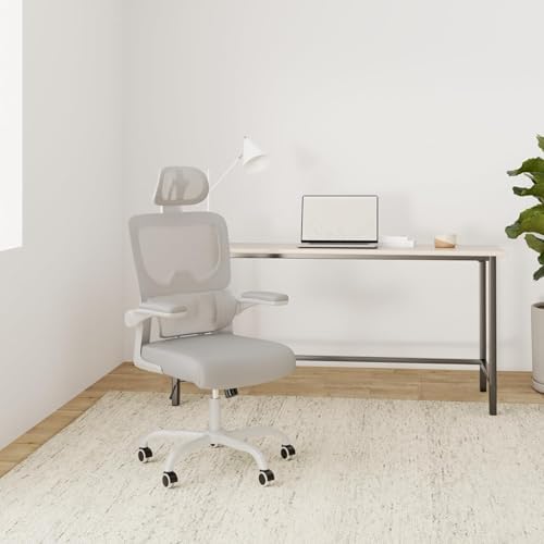 Bild 1 - naspaluro Bürostuhl, Ergonomischer Bürostuhl mit Verstellbarer Kopfstütze, Armlehnen, Dynamischer Lordosenstütze, Schreibtischstuhl mit Atmungsaktivem Netzbezug für das Home Office,Upgrade Grau