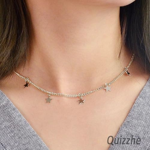Collier ras du cou en forme d'étoile dorée, pendentif chaîne clavicule - 4
