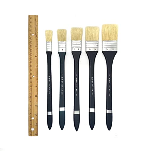 Xdt Art Supplies 2365 Hake Art Painting Brushes Hog Bristle Oil Acrylic 5Pc Set #1 #2 #3 #4 #5, Blue #TOP1