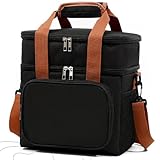 Bolsa Termica Marmita Lancheira Grande Alça Ombro Trabalho Passeio Academia Dois Andares Dobrável 14L (Preta)