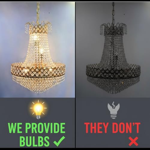Image of DREAMY DESIGNS Round Shape Italian Golden Chandelier for Living Room with S4 Diamond Cut White Crystal | Celling Hanging Big Size Jhumar for Hall, Office & Resort | Included E14 8 Bulb(48 * 48 * 98)