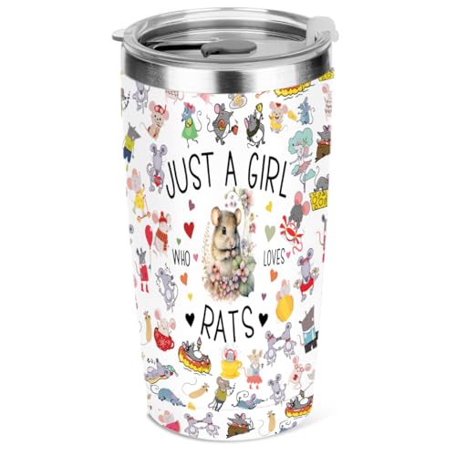 Rat Gifts Rat Stuff Tumbler Animal Lovers Gifts Christmas Birthday Friendship gifts for Women Friend Girl Sister Rats Coffee Mug Stainless Steel Vacuum Insulated Double Wall Travel Cup with Lid 20oz