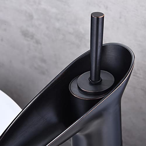 Mitigeur eau chaude et froide lavabo noir mat avec bec cascade en laiton