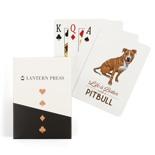Lantern Press Pitbull, 52 Cartas Poker Tamaño Adulto