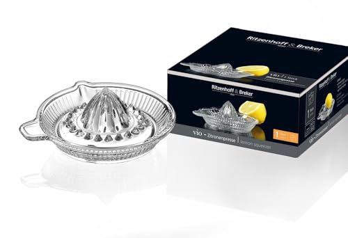 Ritzenhoff & Breker Vio Zitronenpresse Zitronenentsafter Zitrus Presse mit Ausgießer & Henkel Kleine Saftpresse aus Glas 50 ml 820003