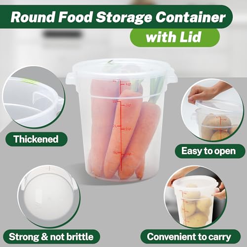 FSUON 4 Pack 4Qt Round Polypropylene Food Storage Container with Lids Scale by FSUON - Used condition - Image 3